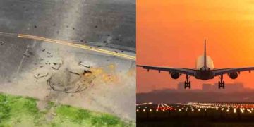 റൺവേയിൽ രണ്ടാം ലോകമഹായുദ്ധകാലത്തെ ബോംബ് പൊട്ടി ​ഗർത്തം രൂപപ്പെട്ടു; ജപ്പാനിലെ എയർപോർട്ട് അടച്ചു