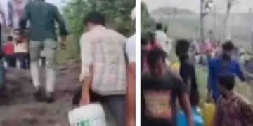 ഡീസലുമായി പോയ ഗുഡ്സ് ട്രെയിന്‍ പാളം തെറ്റി, ഒഴുകിപ്പരന്ന ഡീസൽ ശേഖരിക്കാന്‍ പാഞ്ഞടുത്ത് ജനക്കൂട്ടം