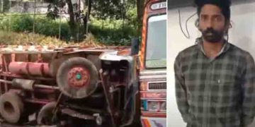 ലോറി നിർത്തി ചായ കുടിയ്ക്കാനായി ഡ്രൈവർ പുറത്തിറങ്ങി, ലോറിയുമായി യുവാവ് മുങ്ങി, ലോറി മറിഞ്ഞു!