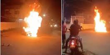 കൊട്ടേക്കാട് മറിഞ്ഞ ബൈക്ക് വീണ്ടും ഓണ്‍ ചെയ്യുന്നതിനിടെ തീപിടിച്ച് പൊള്ളലേറ്റ യുവാവ് മരിച്ചു