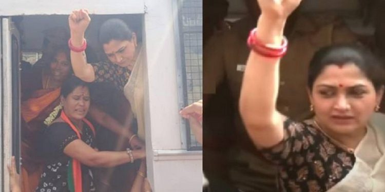 അണ്ണാ സർവകലാശാലയിലെ പീഡനത്തിൽ പ്രതിഷേധം : ഖുശ്ബു അറസ്റ്റിൽ