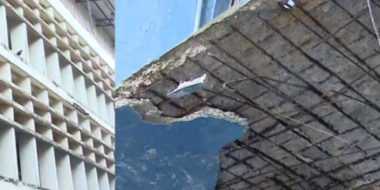 കോട്ടയം മെഡിക്കല്‍ കോളേജില്‍ തകര്‍ന്നുവീണ ശൗചാലയം സ്ഥിതി ചെയ്തിരുന്ന കെട്ടിടത്തിന്റെ പലഭാഗങ്ങളും ജീര്‍ണ്ണിച്ച അവസ്ഥയില്‍